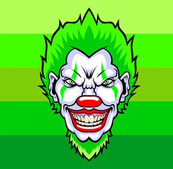 Evil cartoon clown illustration.