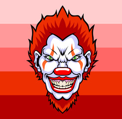 Evil cartoon clown illustration.