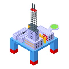 Sea drilling rig energy icon. Isometric of sea drilling rig energy vector icon for web design isolated on white background