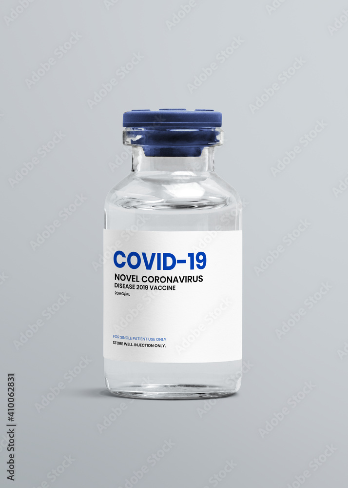 Wall mural covid 19 vaccine in glass bottle