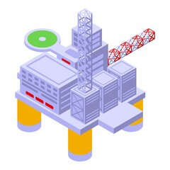 Sea drilling rig coal icon. Isometric of sea drilling rig coal vector icon for web design isolated on white background