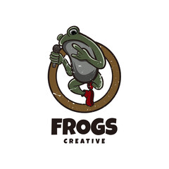 Retro Frog Rustic Vintage Animal Logo Design Template