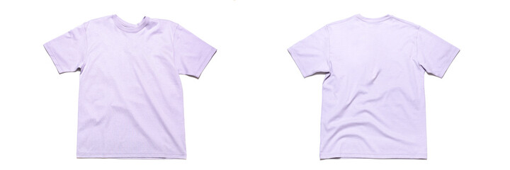 Lavender t-shirt isolated on white background. Top view. Mockup for branding.