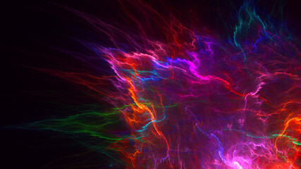 3D rendering abstract multicolor fractal light background