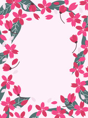 Dark pink cherry blossom frame