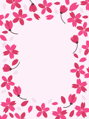 Dark pink cherry blossom frame