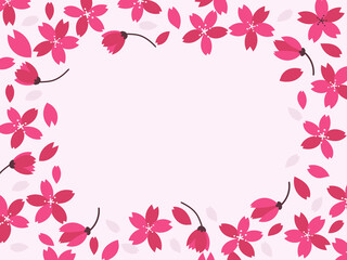 Dark pink cherry blossom frame