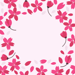 Dark pink cherry blossom frame