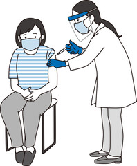 Vector illustration of a woman injecting a vaccine