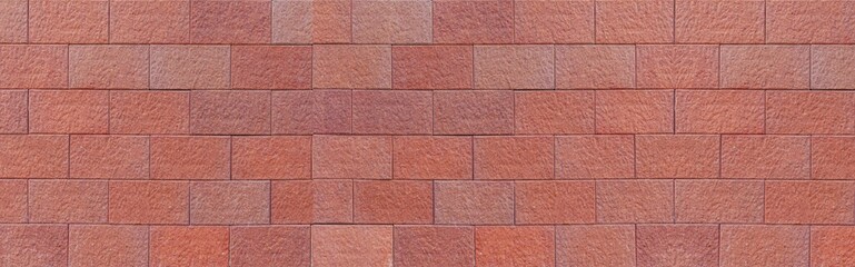 Panorama of Vintage brown stone brick wall pattern and background seamless