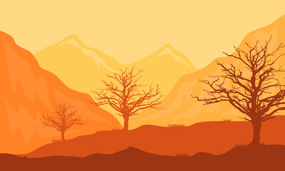 A beautiful nature scenery at twillight in the desert. Vector illustration