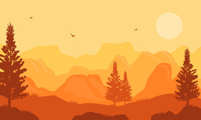Nice views nature in edge of city on afternoon. Vector illustration