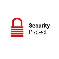 security with stripped padlock logo concept design