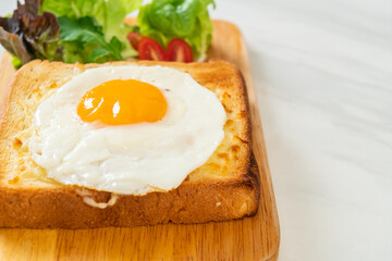 bread toasted with cheese and fried egg
