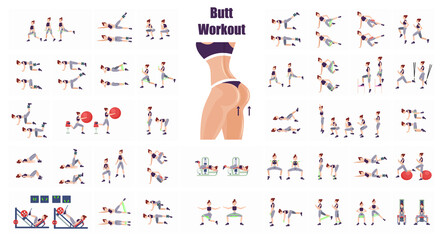 Fitness exercises for buttocks and legs. Buttock training for women. Exercise equipment for legs and buttocks.