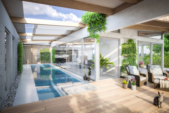 Luxury Residential Villa Terrace Design - 3d visualization