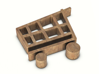 Wood shopping cart symbol
