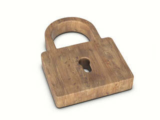 Wood padlock symbol