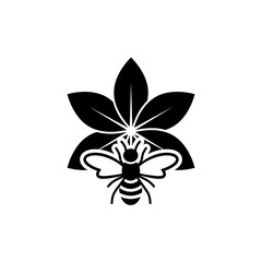 Bee on flower icon isolated on white background