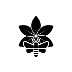 Bee on flower icon isolated on white background