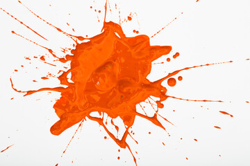 Deep orange paint spot isolated on white background