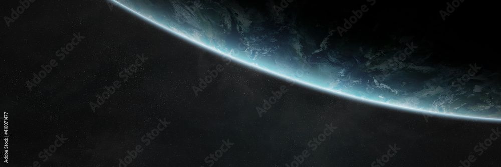 Leinwandbilder panoramic planet earth background. panorama of space view of the globe 3d rendering elements of this