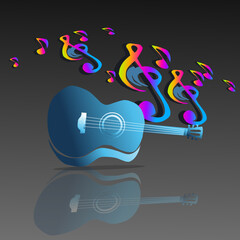 electric guitar vector illustration 3d concept.for background music.