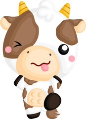 a vector of a cute happy cow
