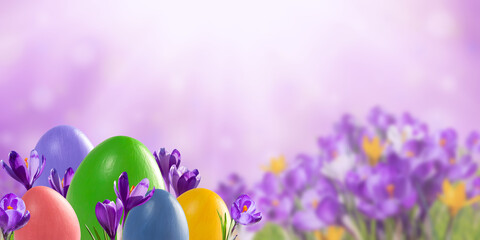 Easter colorful card wuth eggs and flowers