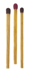 Matches isolated on white background close-up.