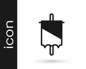Black Medieval flag icon isolated on white background. Country, state, or territory ruled by a king or queen. Vector.