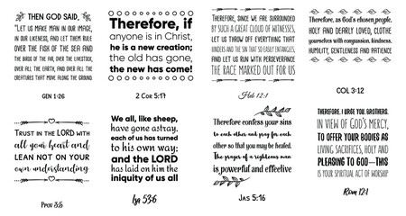 Set of Bible verses. Christian Quotes and Scripture sayings 