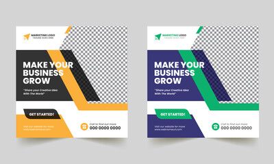 Social Media Post Template Digital Business Marketing Social Media Banner and square flyer poster.