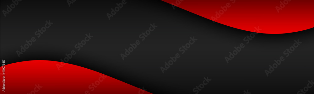 Wall mural abstract black and red wave banner. vector header with blank space for your text. modern corporate d