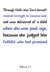 Through faith also Sara herself received strength to conceive seed, and was delivered of a child. Bible verse quote