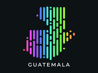 Digital modern colorful rounded lines Guatemala map logo vector illustration design.