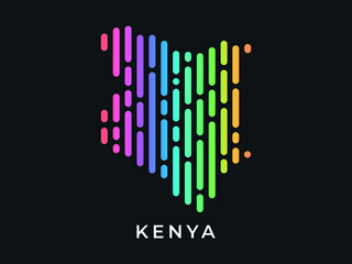  Digital modern colorful rounded lines Kenya map logo vector illustration design.