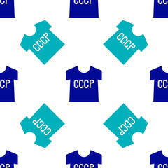 Blue USSR t-shirt icon isolated seamless pattern on white background. Vector.