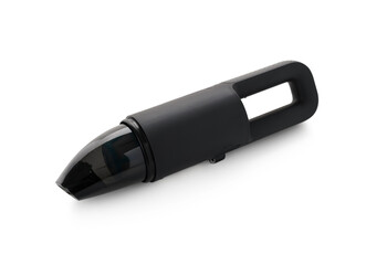 Black car vacuum cleaner on white background