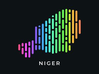  Digital modern colorful rounded lines Niger map logo vector illustration design.