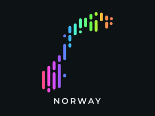  Digital modern colorful rounded lines Norway map logo vector illustration design.