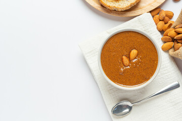 Raw Organic Almond Butter on white background