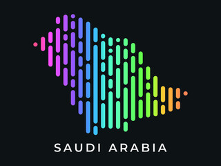 Digital modern colorful rounded lines Saudi Arabia map logo vector illustration design.