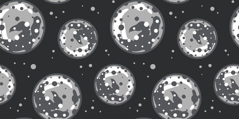 Trendy seamless space patterns. Planet in cosmos backgrounds for cosmonautics day. Endless texture of universe for wallpaper, wrapping paper