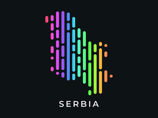 Digital modern colorful rounded lines Serbia map logo vector illustration design.