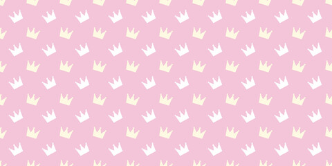 Crowns seamless repeat pattern background, princess vector.