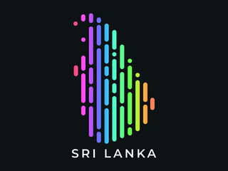  Digital modern colorful rounded lines Sri Lanka map logo vector illustration design.