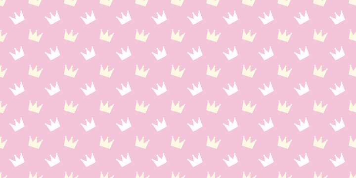 Crowns seamless repeat pattern background, princess vector.