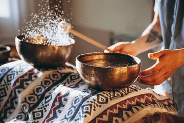 Tibetan singing bowls for meditation