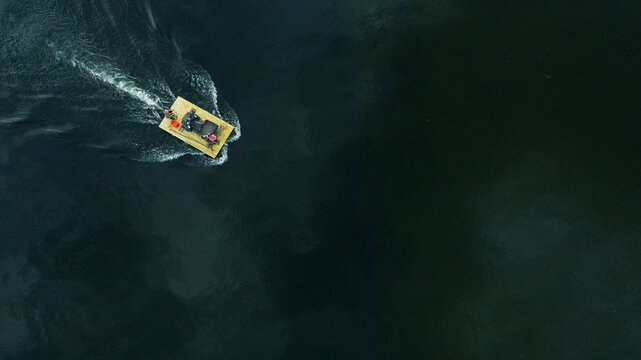 High angle view of raft on water